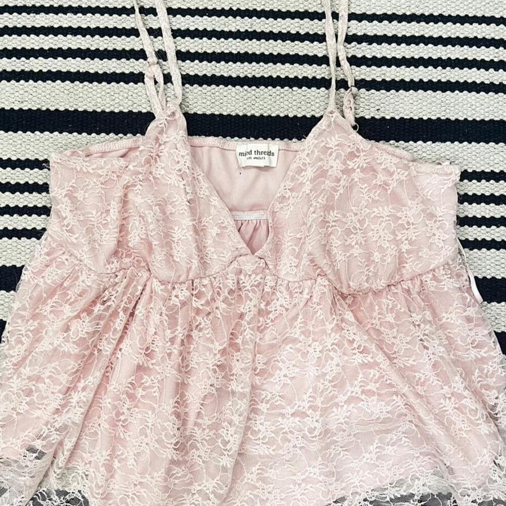 Pink lace babydoll top with